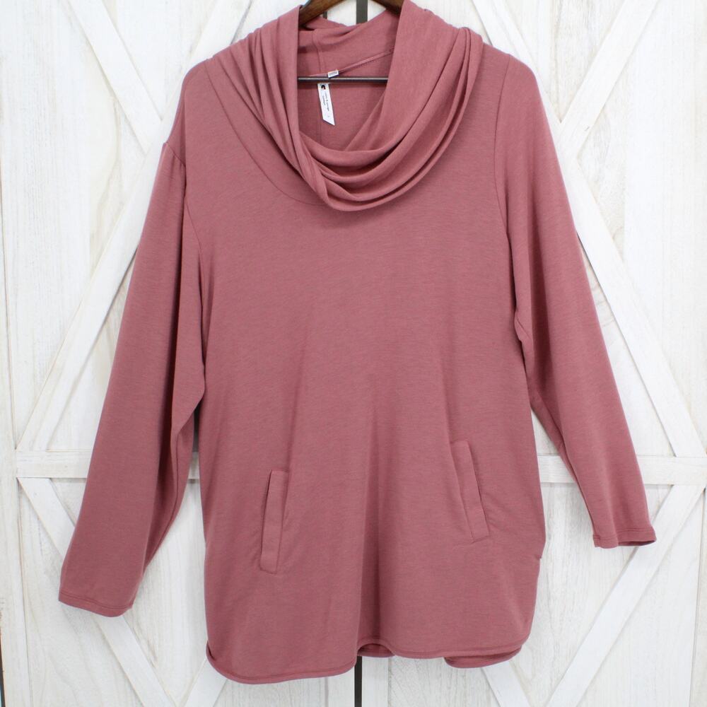 Cable and Gauge Cowl Neck Pullover Top 1X